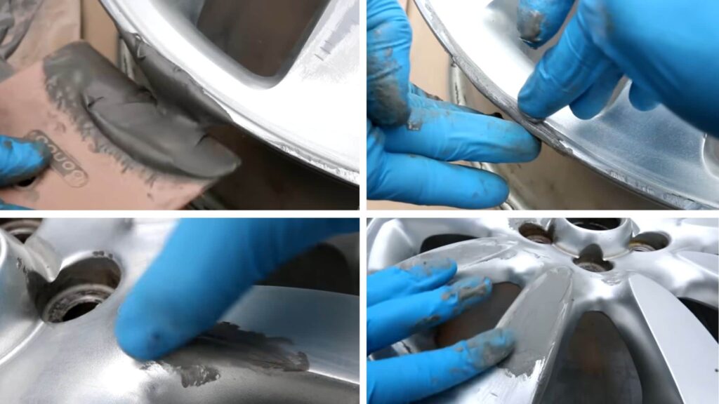 Applying rim repair kit