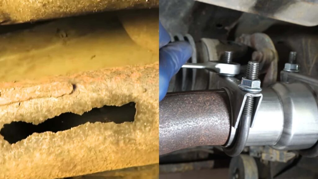 How can I temporarily fix my exhaust pipe?